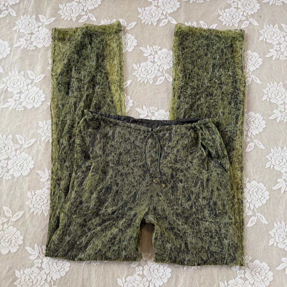 Paola Frani Green Mesh Printed Pants Size 6